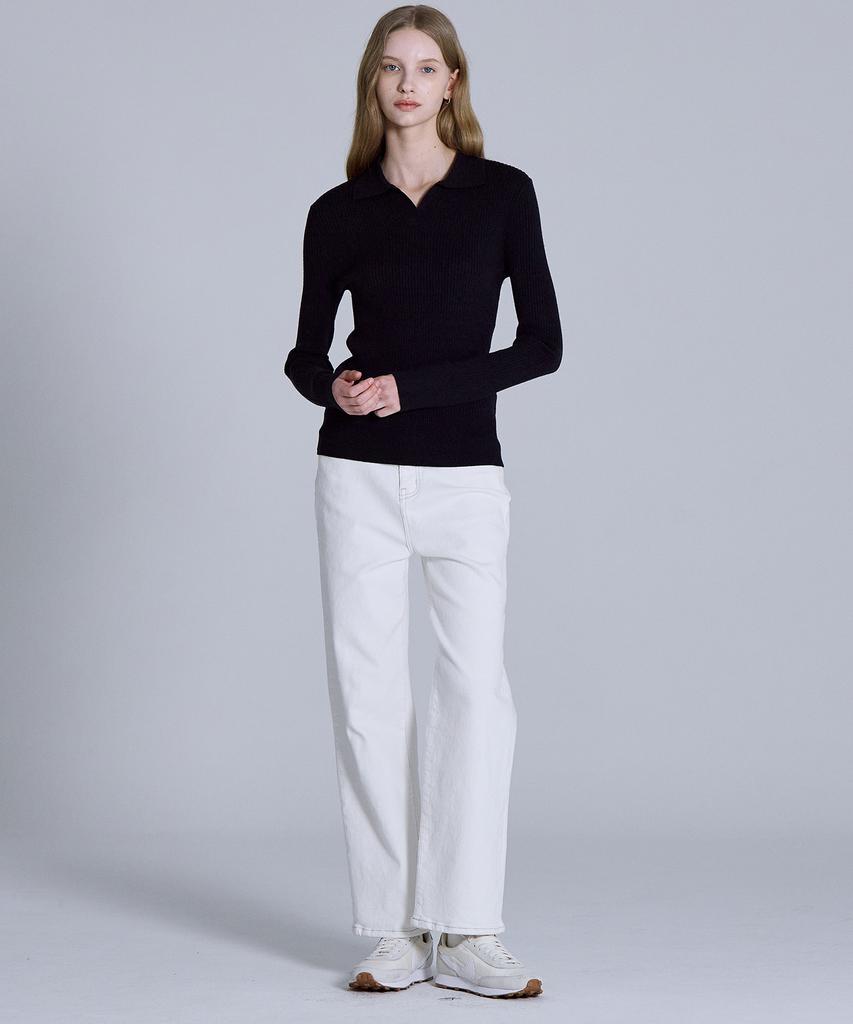 BASIC HOUSE Women'S Collared Long-Sleeve Sweater Navy Lykt7203