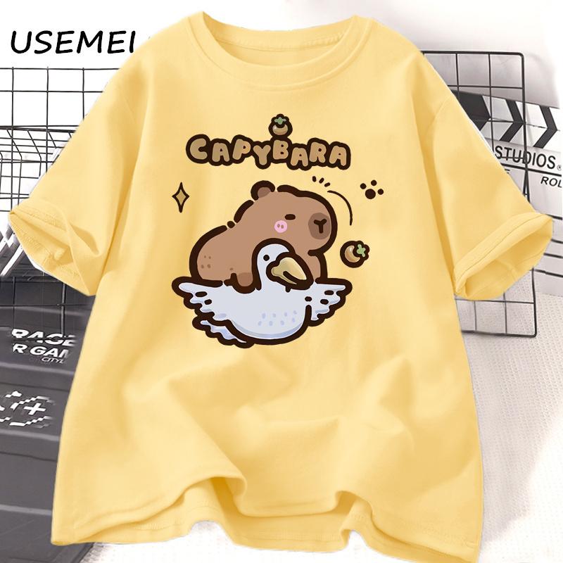 Funny Capybara T-shirts Men Women Summer Cute Animal T Shirt Cotton Short Sleeve Graphic T Shirts Streetwear Women's Clothing