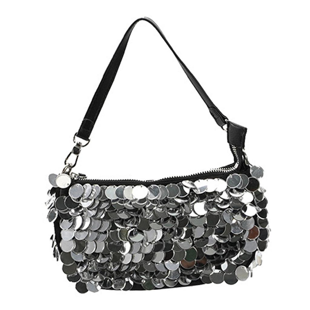 Elegant Sequined Handbag with Chain - Stylish Shoulder Purse for Special Events