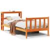 Wooden Bed Frame with Headboard without Mattress Wax Brown 100x200 cm
