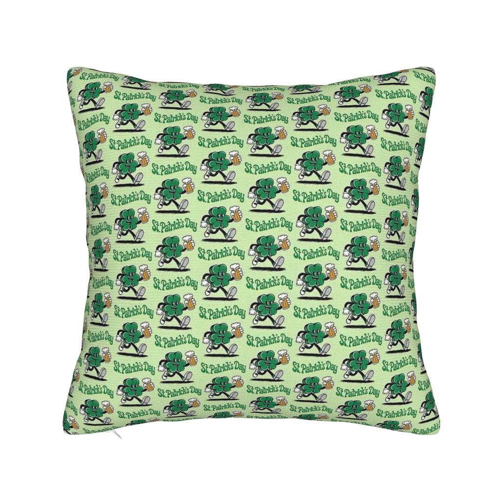 Pillow Cover Funny Leprechaun Playing Soccer St Patrick Day Novelty Pillow Case For Living Room Chair Pillowcases