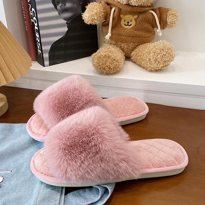 Dicke Flauschige Fell Hausschuhe Warme Pelzigen Hausschuhe Frauen 2024 Neue Frauen Winter Haus Flip-Flops Hause Rutschen Flache Innen Boden schuhe