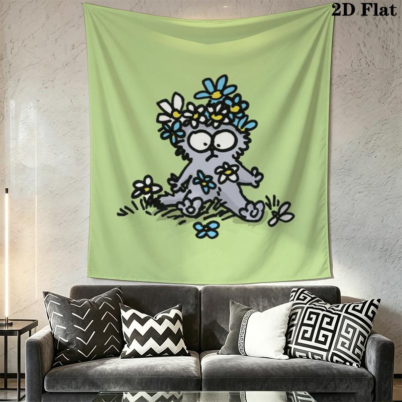 Simon‘s Cat Wall Tapestry Aesthetic Wall Hanging Printed Fabric Blanket Decorative Tapestries for Bedroom Living Room Home Decor