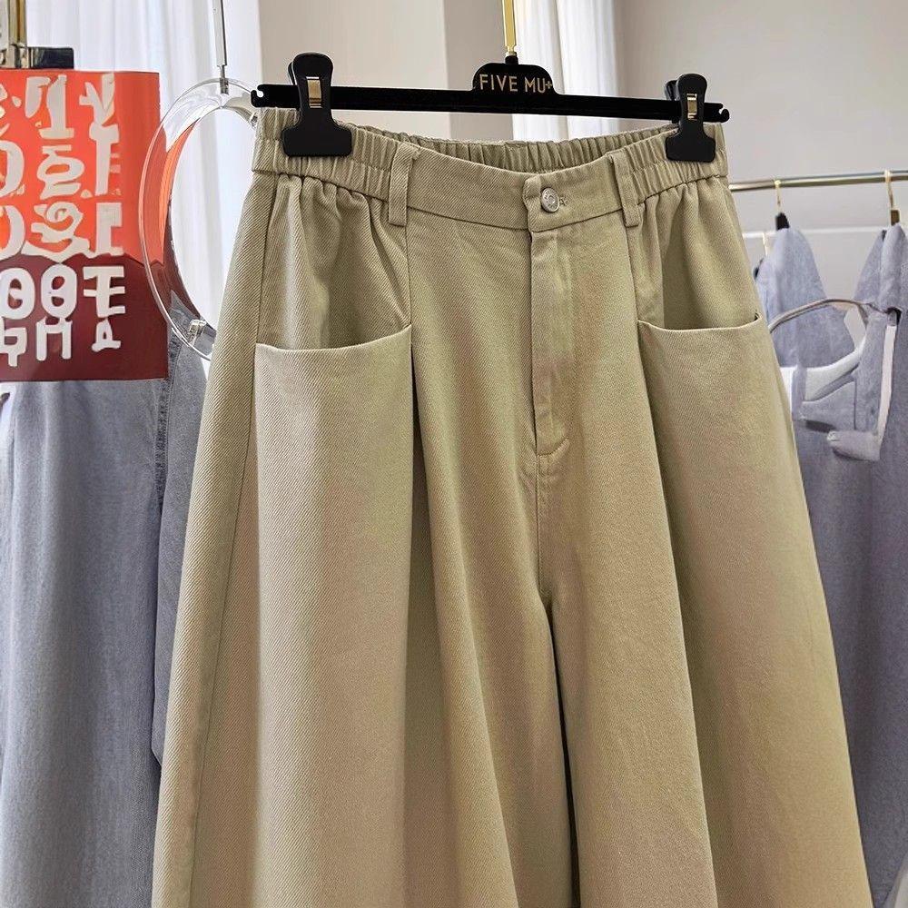 New Petite Women's Spring Plus Size Loose Fit Wide Leg Pants: Crooked Leg, Hip-Covering, Slimming & Versatile
