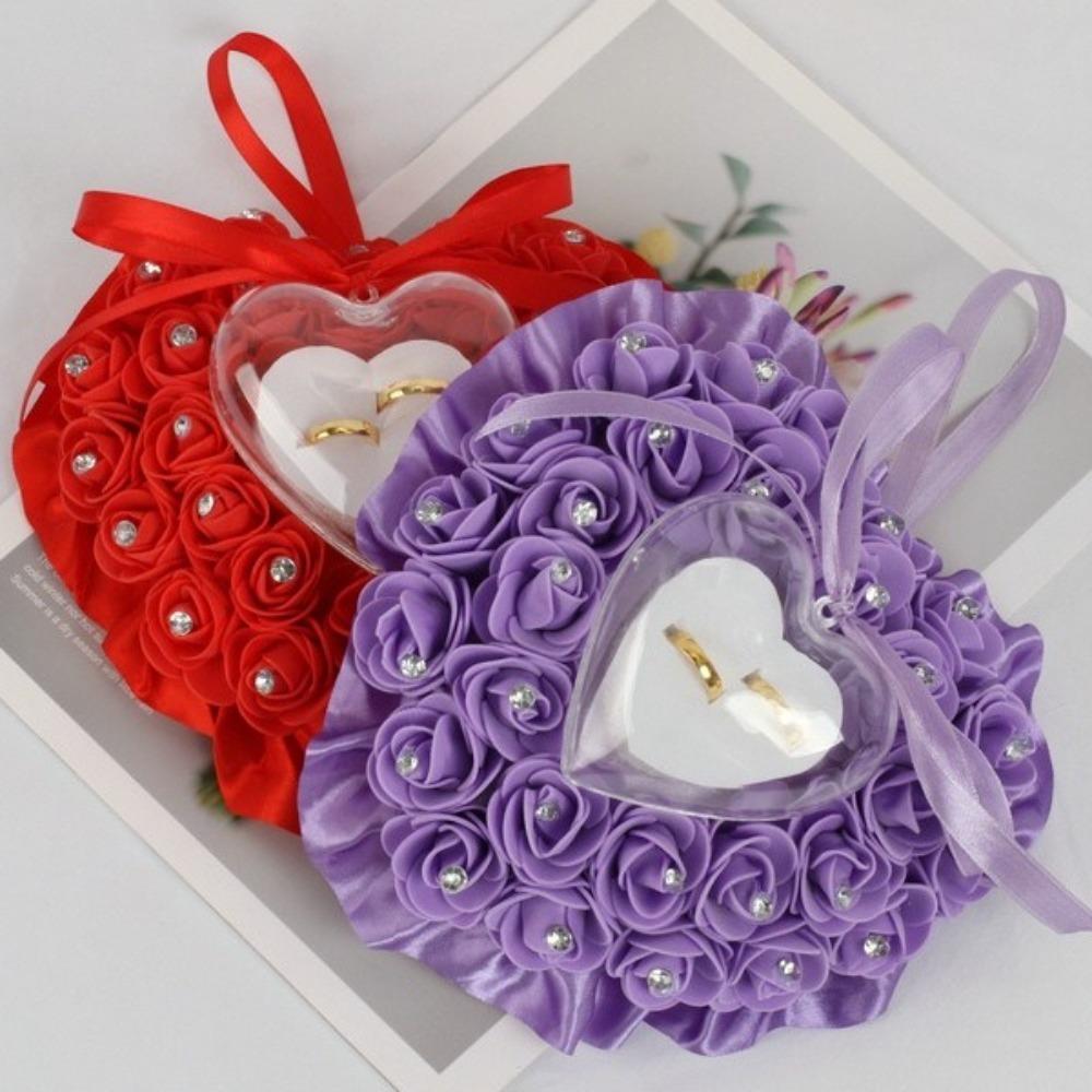 Kreatives Romantisches Eheringkissen Transparente Box Elegantes Herz-Ringskissen Europäischer Ringhalter Valentinstagsgeschenke