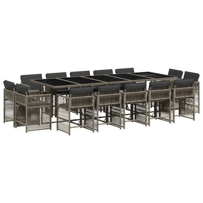 VidaXL Garden Dining Set with Cushions 15 Pcs, Table and Chairs with Folding Backrest, Outdoor Patio Furniture 3211772