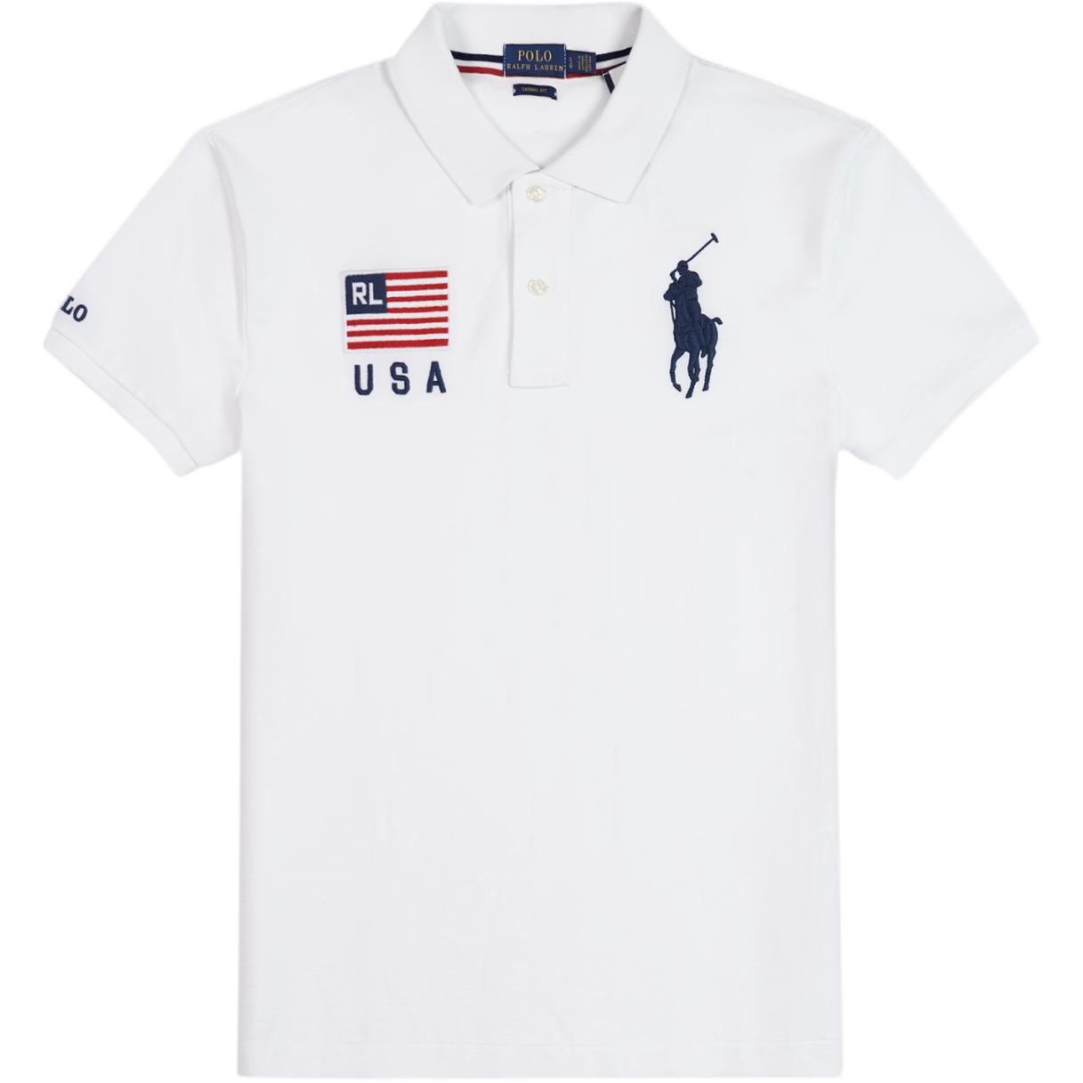 Polo Ralph Lauren Big Pony Embroidered Short Sleeve Polo Shirt Slim Fit Women tops 211711308-003 L