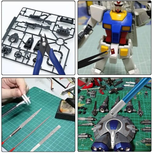 WMYCONGCONG 8-Piece Plastic Model Tool Kit for Beginners, Includes a Design Cutter (5 Replacement Blades), Thin-Blade Nippers, File, Precision Tweezer