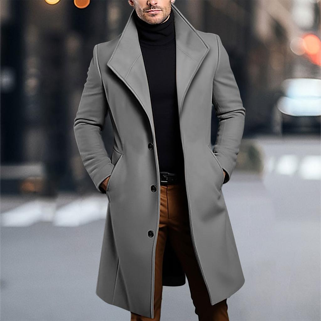 Men's Woolen Mid Length Coat, Windbreaker Coat