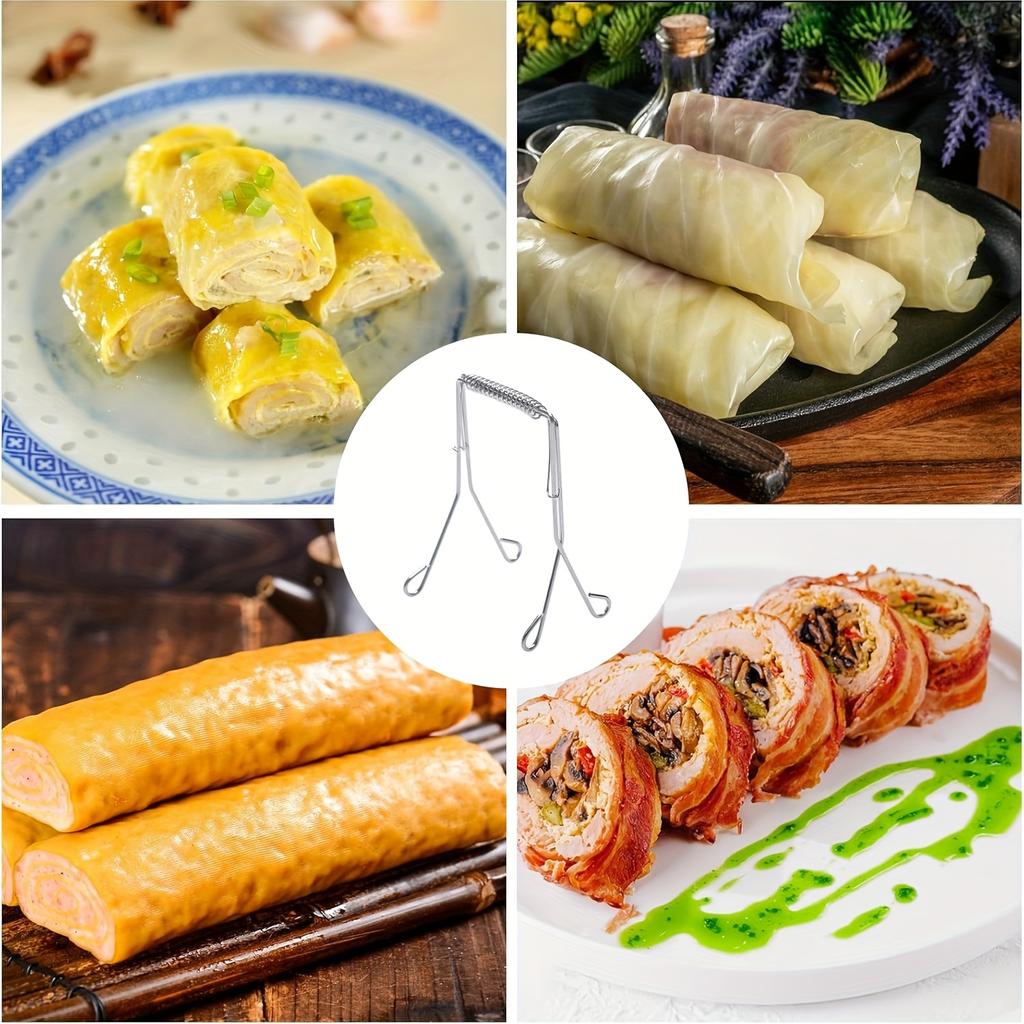 Edelstahl Kohl-/Blattgemüse-Klammer - Hochbelastbar Wiederverwendbar Mehrfachgriff Kochen mit sägeblattartigen Kanten zum Frittieren