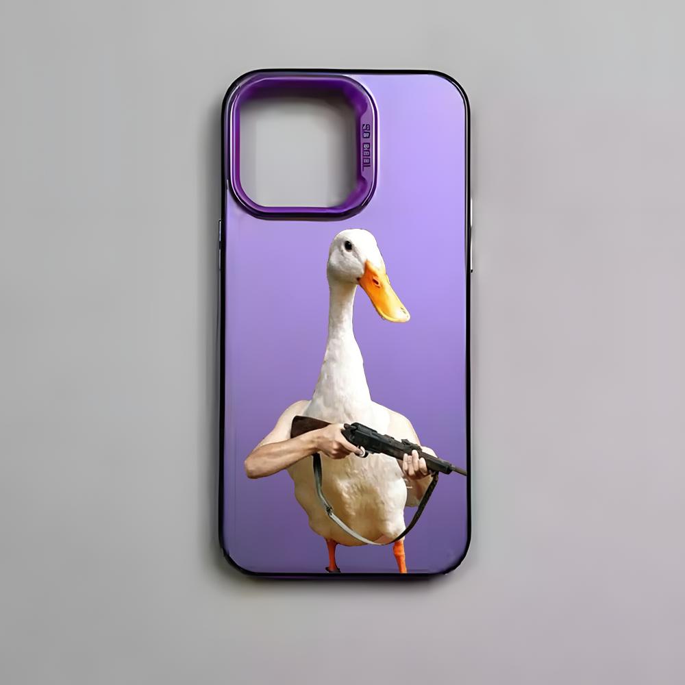 Lustige kämpfende Ente Hühnchen Handyhülle Für iPhone 17 16 15 14 13 12 11 Pro Max Air Bunt Matt Laser Aurora Stoßfeste Hülle