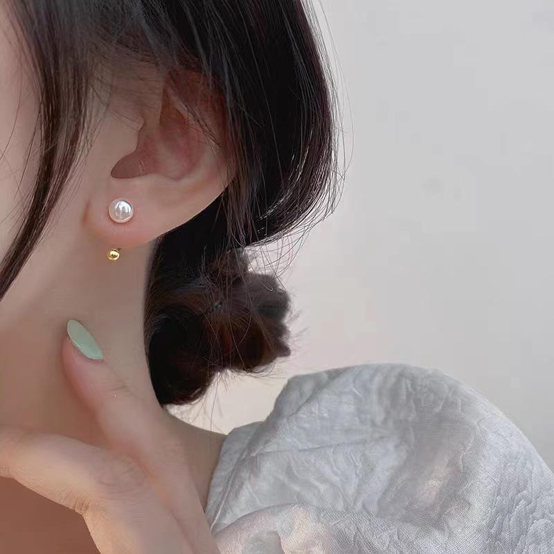 2022 Trendy Retro French Light Luxury Sterling Silver Freshwater Pearl Earrings for Women