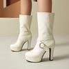 Super High Heel Waterproof Table Knee Long Boots Early Spring Breeze Women's Boots High Heel Boots Medium Tube Height and Thinness