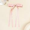 Solid Color Satin Bow Hair Clip for Woman Elegant Temperament Long Ribbon Hairpin Fashion Girl Hair Pin Hair Accessories