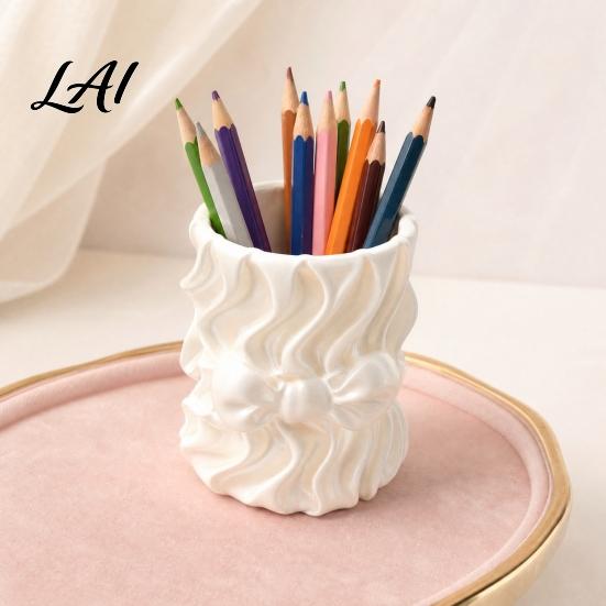 Multifunctional Storage Bag Silk Texture Pen Holder 3D Printed Desk Organizer for Brushes Stationery And Desktop Pens Makeup Brushes Ribbon