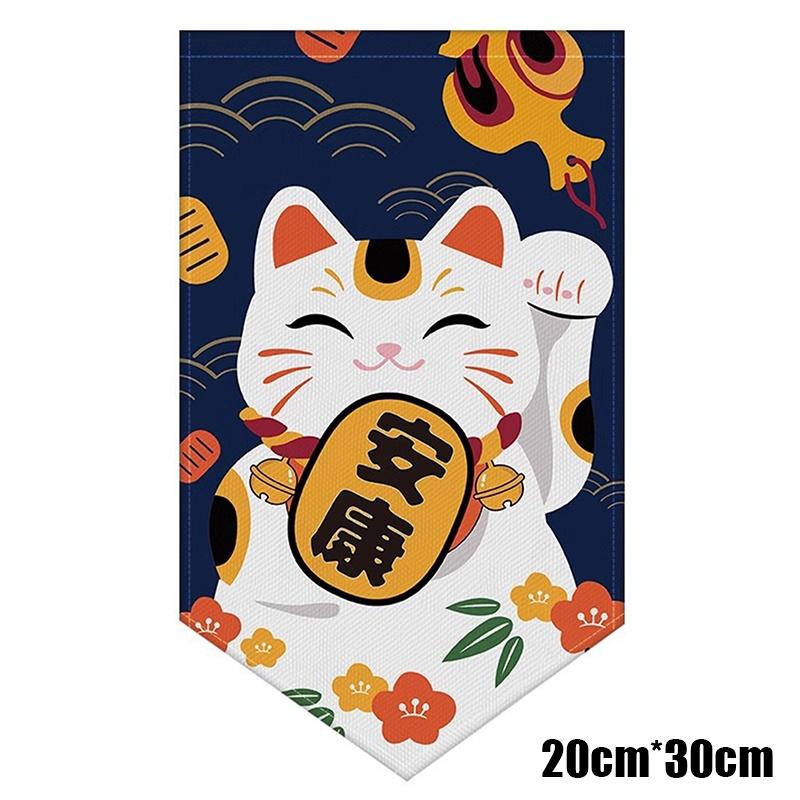 Cartoon Cat Triangle Flag Curtain Noren Partition Flag Kitchen Short Door Curtain Restaurant Kitchen Decoration Hanging Curtain