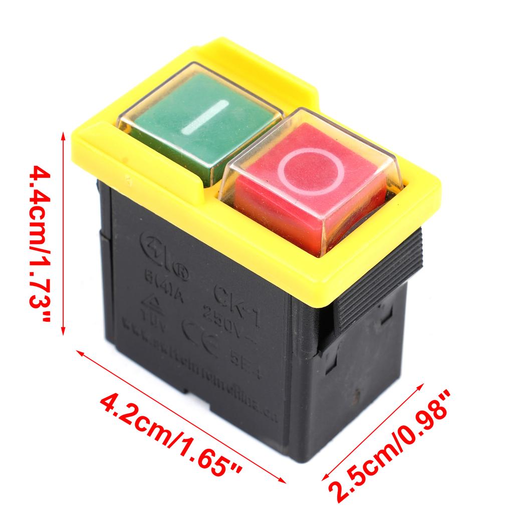 Machine Control Push Button Switch 250V AC 6(4)A for Saw Cutter Drill Equipment with Design Compliant with EN61058