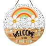 huaqianguhh Wooden Welcome Sign for Classroom Door, to Our Round Hanger, Front Door Hanging Sign, Back School Preschool Decoration