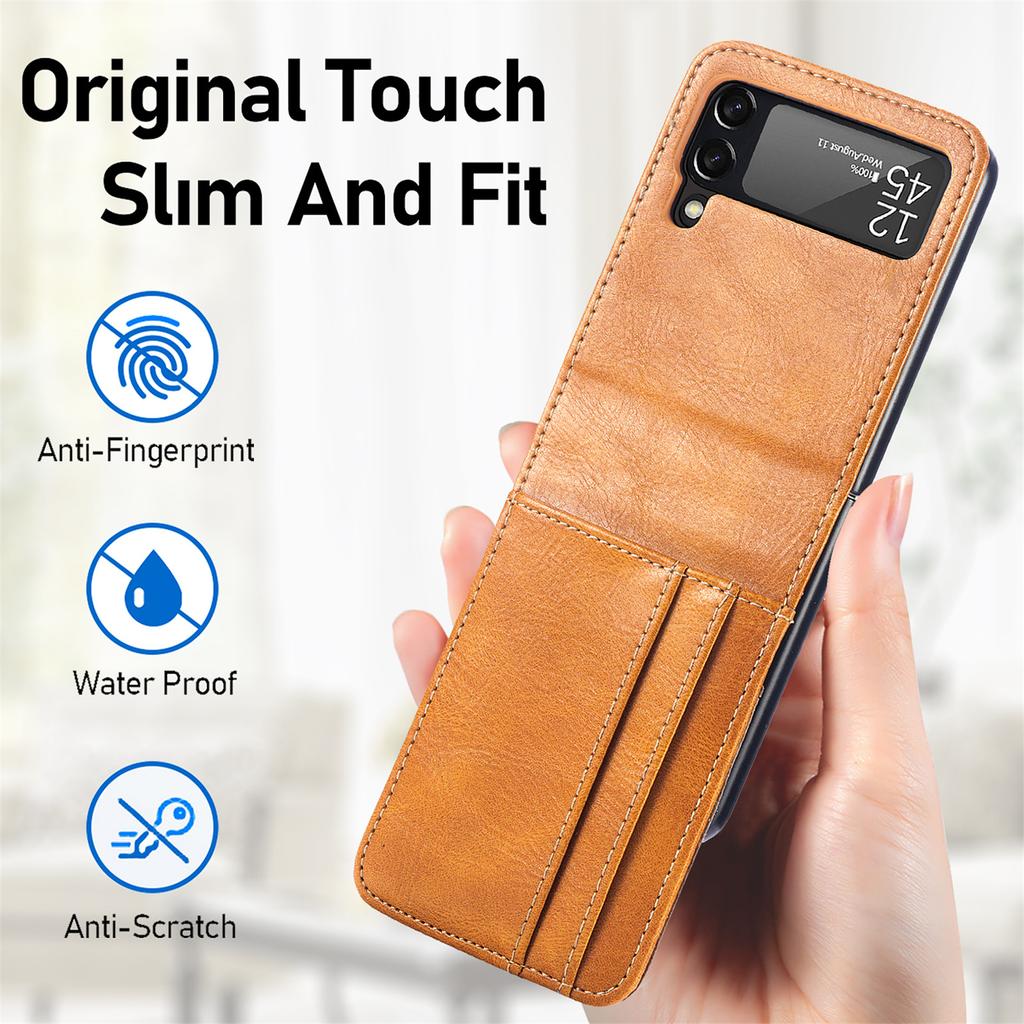 Suport card Portofel Husă din piele pentru Samsung Galaxy Z Flip 3 Flip4 5g Flip 4 Flip3 Anti-alunecare Mat Feeling Husă simplă pentru telefon