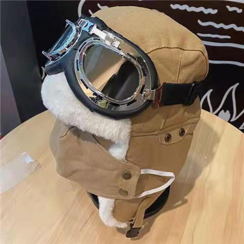 Unisex Winter Warm Fleece-Lined Aviator Beanie Hat With Neck Cover Windproof Riding Cap Cold Weather Outdoor Use