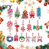Rustic Holiday Ornaments 16 Pcs Christmas Lollipop Ornaments, Red Green Striped Peppermint Swirl Candy Cane Tree Decorations Hanging Decoration,