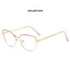 Color-Changing Anti-Blue Light Cat Eye Glasses with Rhinestones and Myopia-Compatible Flat Lenses