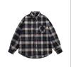 Unisex Japanese Retro Wool Plaid Long-Sleeve Shirt - Autumn/Winter College Style
