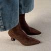 Simple and Gentle Pointed Thin Boots Women's New Fashion Suede Rear Zipper High-heeled Short Boots