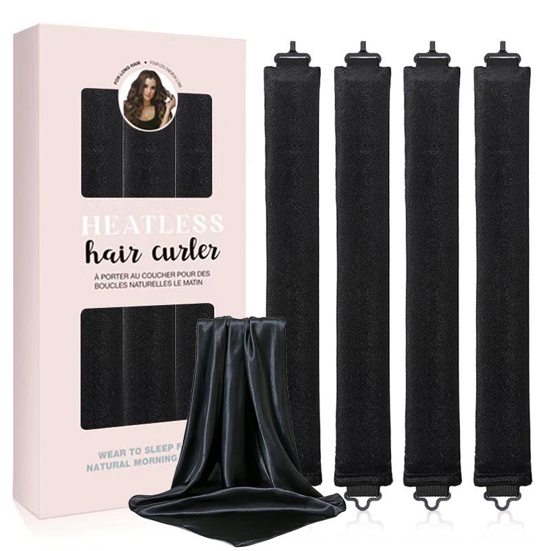 No-Heat Curling Set: Volumizing Waves, 70cm Silk Scarf, Double Hook, Sleep-Friendly Hair Tool