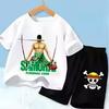 Summer Children Short Sleeve Clothes Set Anime Boy Girl T Shirt Shorts 2pcs One Piece Kids Outfit Chopper Luffy Tracksuit Suit