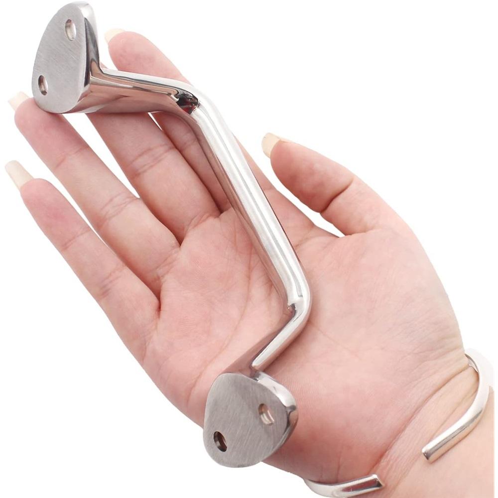  Large 5.81" 316 Stainless Steel Marine Door Handle – Heavy-Duty Mirror Polish – For Yachts, Boats, RVs, Bathrooms – 4-Hole Mount