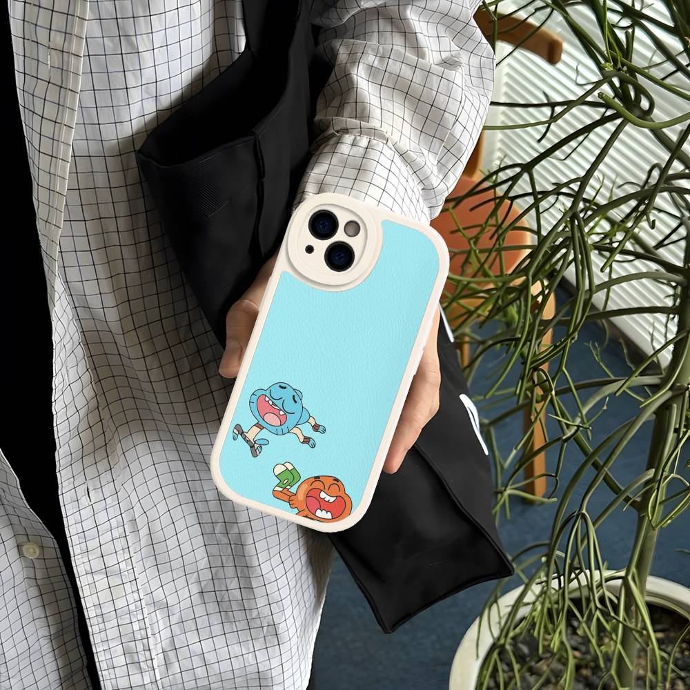 The A-Amazing World Gumball Anime Phone Cover For IPhone 11 12 13 14 15 16 Pro Max Mini Plus Soft Leather Case