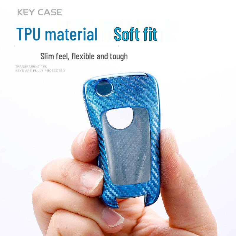 Chevrolet Key Case for Cavalier & Malibu - Carbon Fiber Transparent Soft Rubber Cover