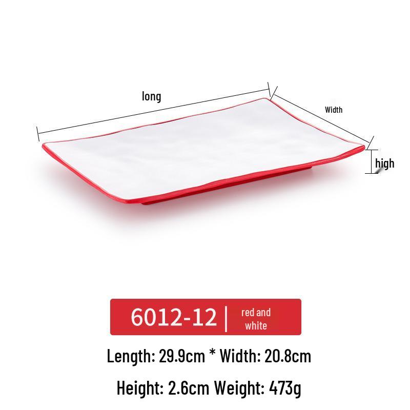 Melamine Rectangular Imitation Porcelain Plate for Hot Pot, Sushi, BBQ & Hotel Tableware.