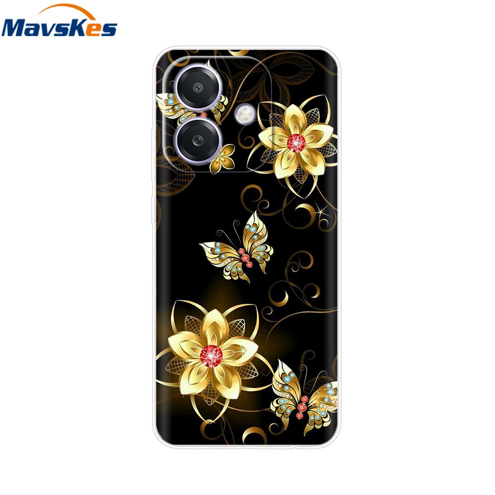 Oppo A3x A3 4G 5G Kılıfı CPH2669 Boyalı Çiçekli Kapak Darbeye Dayanıklı Telefon Kılıfı Oppo A3x OppoA3 OppoA3x İçin Yumuşak TPU Kılıflar Kılıf