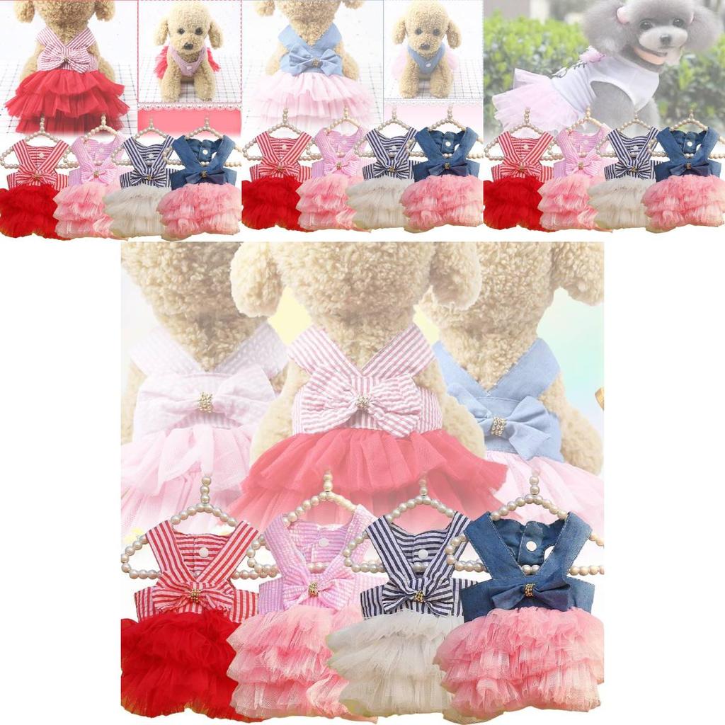 Elegant Red Striped Pet Dress For Small Dogs And Cats Perfect For Summer