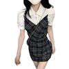 Dress women's summer new Korean version niche design sense advanced sense slim and thin fake two-piece skirt tide