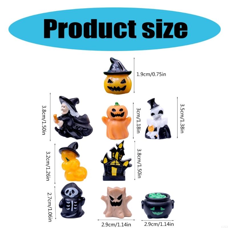 62KD Halloween Miniature Decors Set of 10 for Party and Miniature Garden Landscape