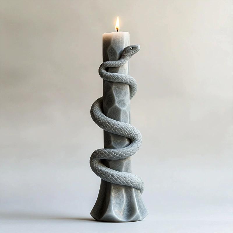 Snake Coiled Around Pillar Relief Cylindrical Candle Silicone Mold Cylinder Resin Silicone Mould Coiled Snake Gypsum Molds