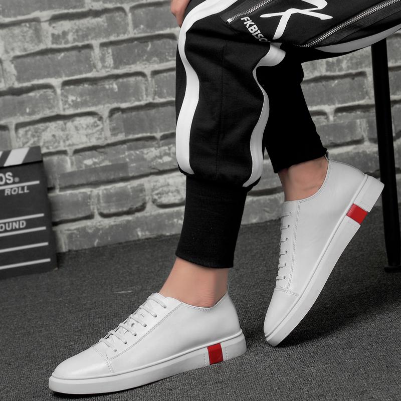 Boty z pravé kůže Muži Měkká hovězí kůže Muži Obuv pro volný čas Nové Pánské Obuv Móda Bílá černá Jednoduché Pánské Boty