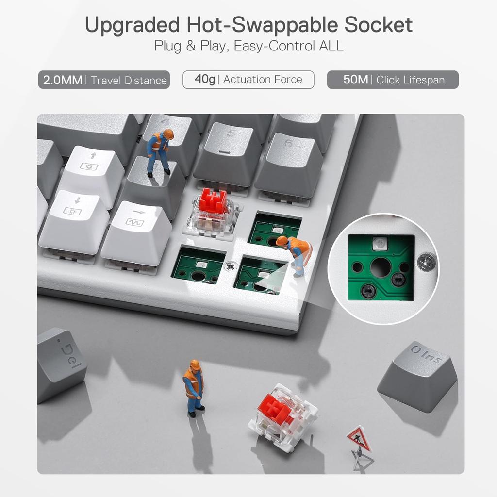 Redragon K655 Wired Mechanical Gaming Keyboard 78 Keys Hot Swap Mechanical Keyboard with Aluminum Cover Board Upgraded Socket and Onboard Keys Quiet