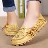 Fashion Women Flat Soft Genuine Leather Shoes Woman Loafers Slip On Driver Mocassin Femme Breathable Summer Flats Women Leather Shoes