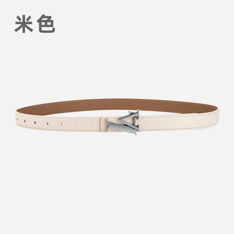 Alloy Alphabet Board Buckle Leather Belt Women'S Premium Pants Belt Women'S