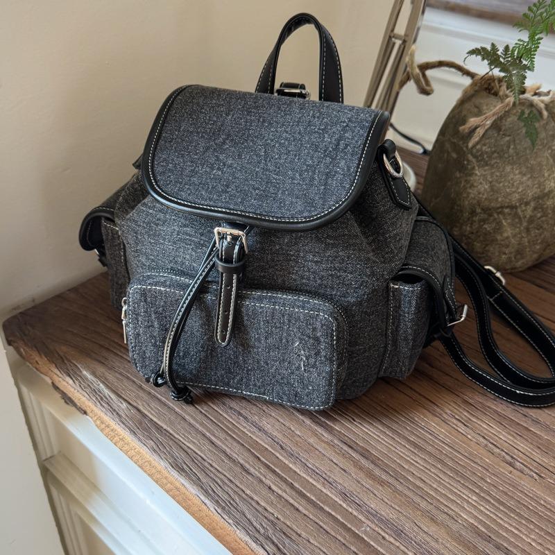 Летний новый нишевый простой холщовый рюкзак ретро большая вместимость сумка через плечо колледж стиль портативный рюкзак чёрный