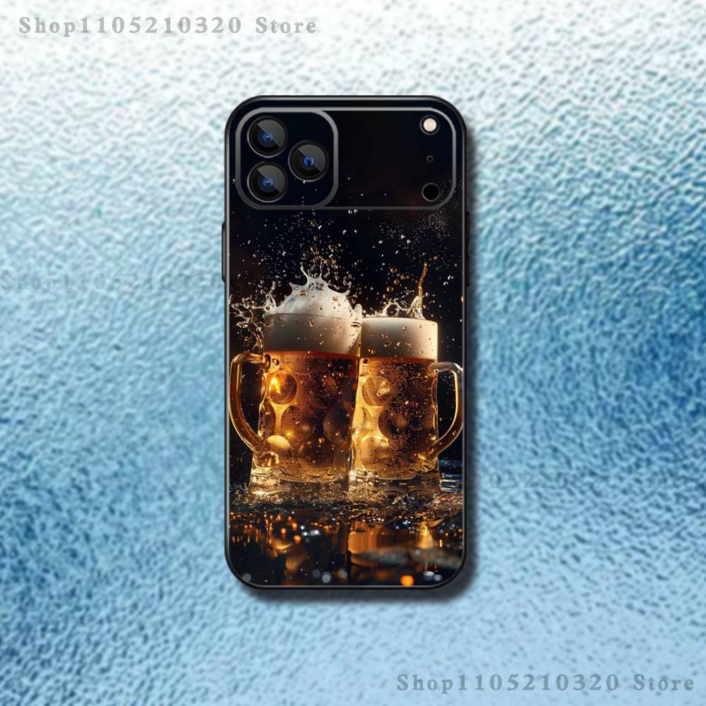 Beer Art Pattern Phone Case For iPhone 17,16,15,14,13,12,Pro,Max,Plus,E,SE4,Air,Mini Black Soft Box