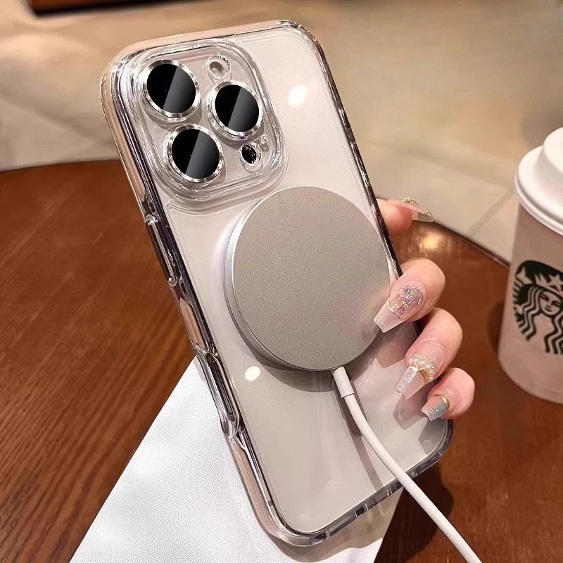Applicable To IPhone17 Magnetic Suction Phone Case Two Color Fine Hole Apple 16 ProMax Comes with Lens Anti Fall Protection Case