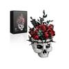 Conjunto de Construção Buquê de Rosa Caveira - Decoração de Casa Vasos de Plantas Esqueleto Horror Gótico de Halloween - Coleção Botânica Flores Artificiais Giftsp