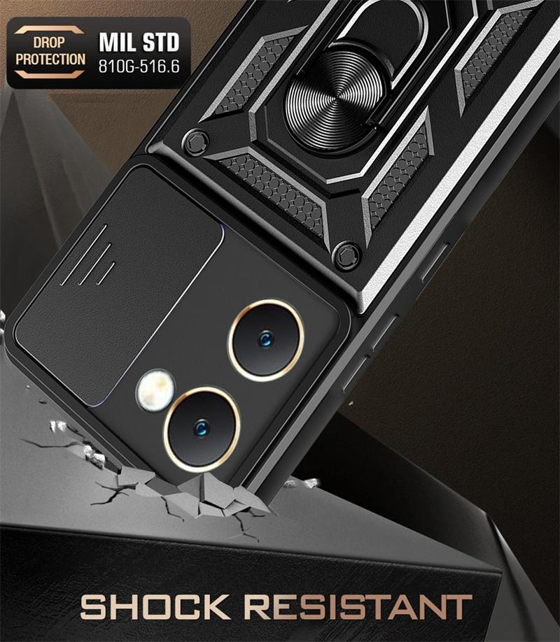 For Vivo Y03 4G Case Slide Lens Camera Protection Back Capa For Vivo Y03 4G  Y 03 VivoY03 Cover Magnetic Ring Holder Armor Funda