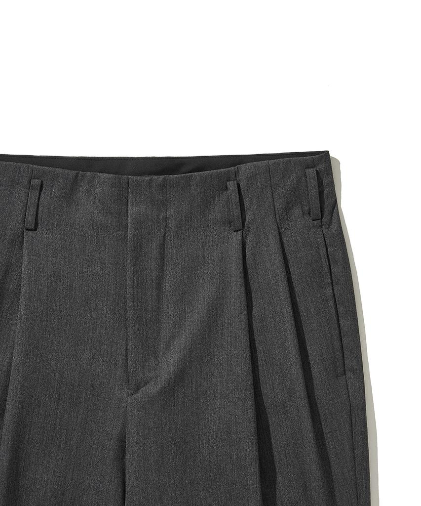 HISHANDER Unset Two Pleats Pants Gray
