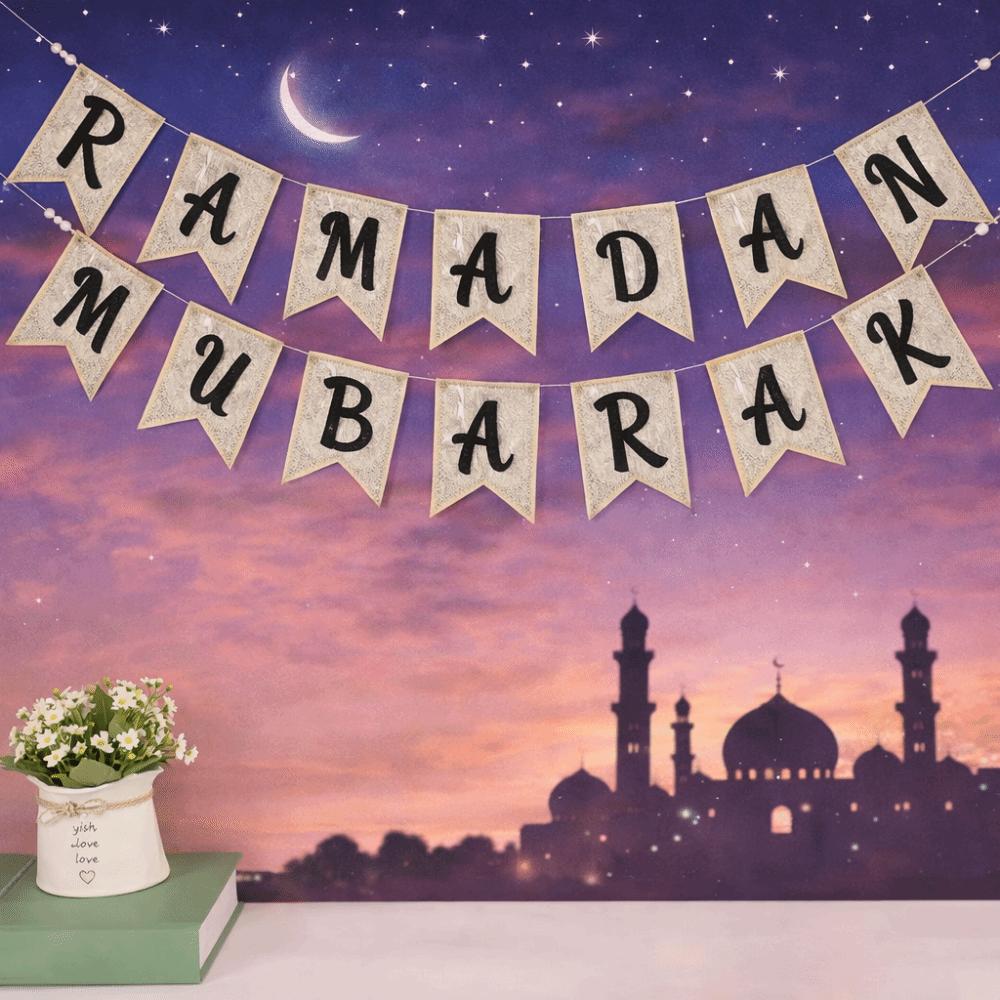 Decorative Mubarak Banner Wooden Festival Pull Flag Eid Hanging Ornaments  Party Supplies